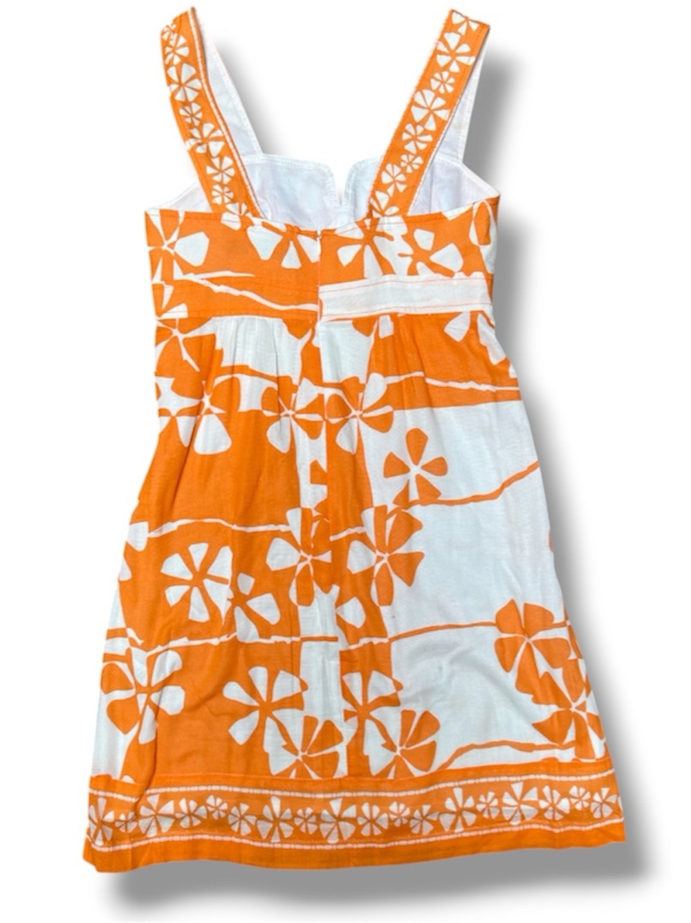 Trina Turk Orange/White Hawaiian Floral Cotton Sundress Size 4 - Picture 4 of 14